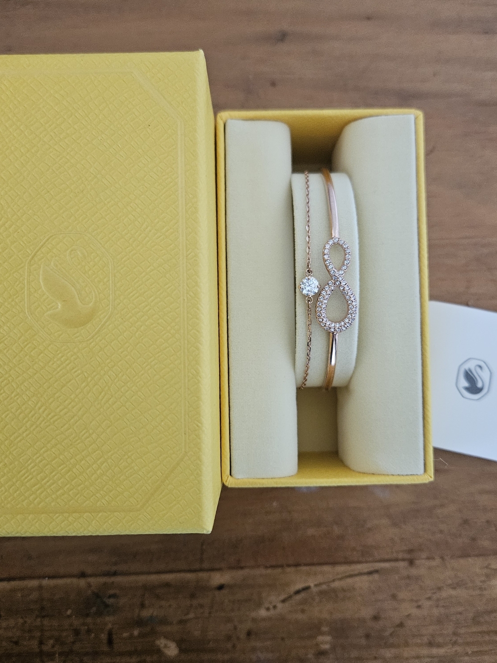Swarovski Rose Gold Infinity Bracelet Set with Crystal Accent